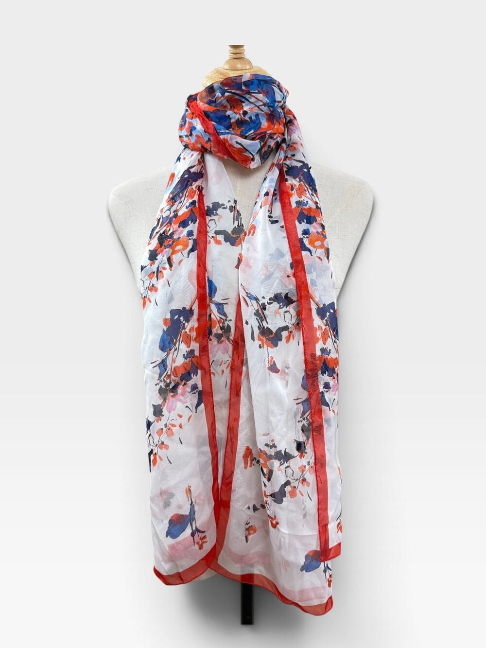 Doncaster 100% Silk Orange/Blue FloralScarf